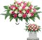 Artificial Cemetery Flowers Saddle – Pink & White Silk Rose Headstone Bouquet, Outdoor Grave Decoration, UV-Resistant Memorial Arrangement